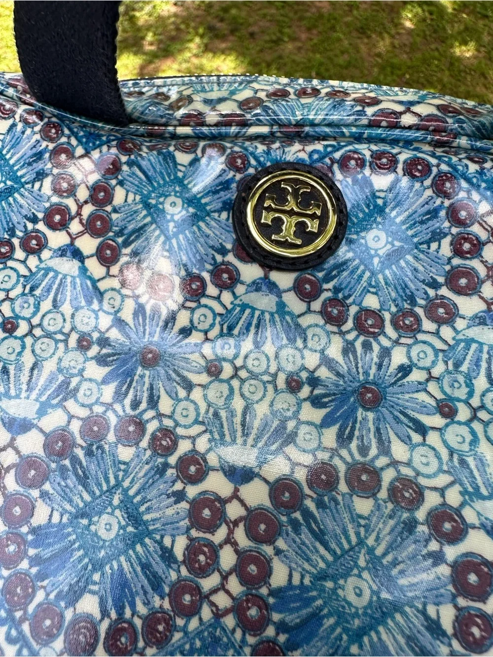 Tory Burch blue cosmetic bag